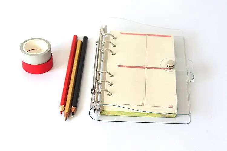 Новинка,, 1 шт., A5/A6/A7, ПВХ, записная книжка, новинка, ПВХ, в виде ракушки с листочками, 6 отверстий, прозрачная, в виде листа, записная книжка, руководство