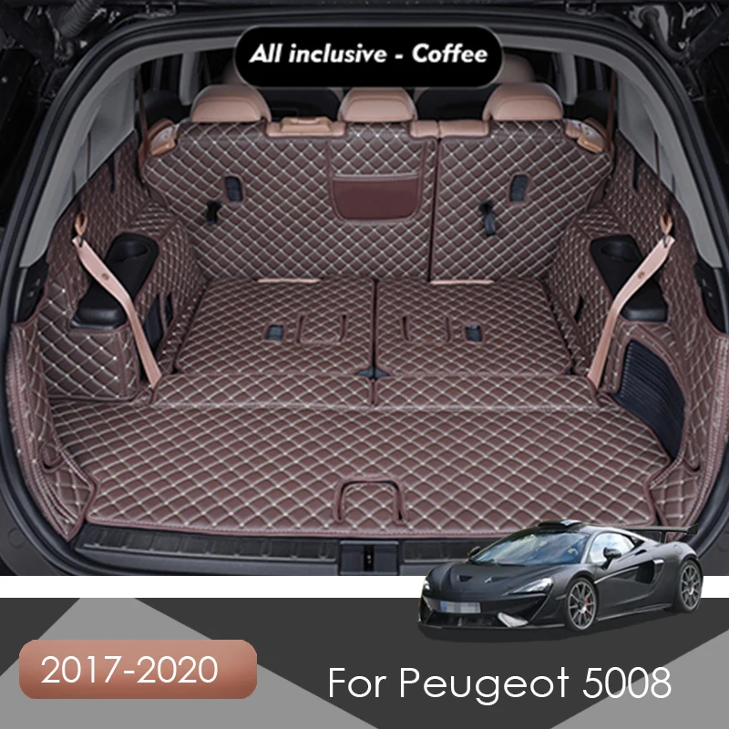 Custom Leder Auto Stamm Matten Für Peugeot 5008 2017-2020 7 Sitze Hinten  Stamm Boden Mat Tray Teppich Schlamm - AliExpress