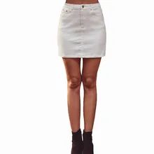 Женская джинсовая юбка с высокой талией эластичная Универсальная джинсовая юбка на пуговицах-MX8