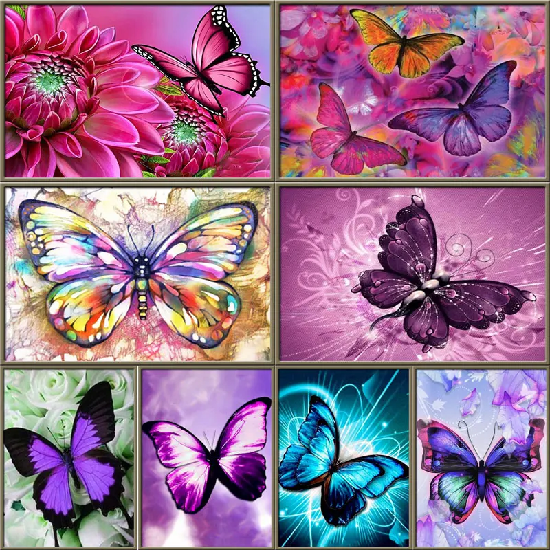 Diy 5D Full Diamond Embroidery Flower 3D Diamond Mosaic Butterfly Diamond Painting Animal Rhinestones Pictures Display Gift Home