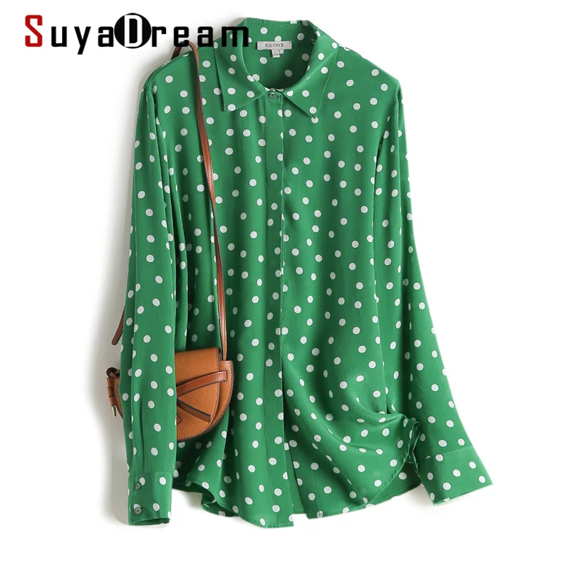 SuyaDream Silk Blouses Woman 100% REAL SILK CREPE