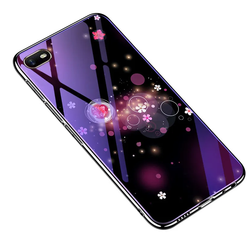 Модный чехол для Oppo A7/A7x/F9(F9 Pro)/A3s/A83/A1k/F5 Youth/A73/F3 Plus/A39 силиконовый синий светильник Coque стеклянная крышка - Цвет: Colorful