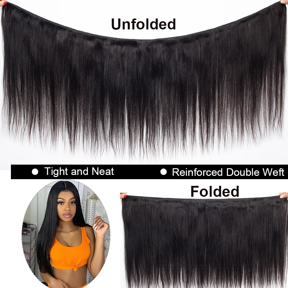 Recool прямые пучки волос с закрытием бразильские волосы плетение 3 пучка 8 30 дюймов