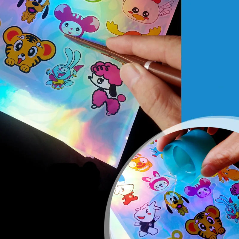 Holographic Sticker Paper Vinyl Sticker Paper for Ink Jet Laser Printer Printable Adhesive Waterproof Dries Quickly 10 Sheets