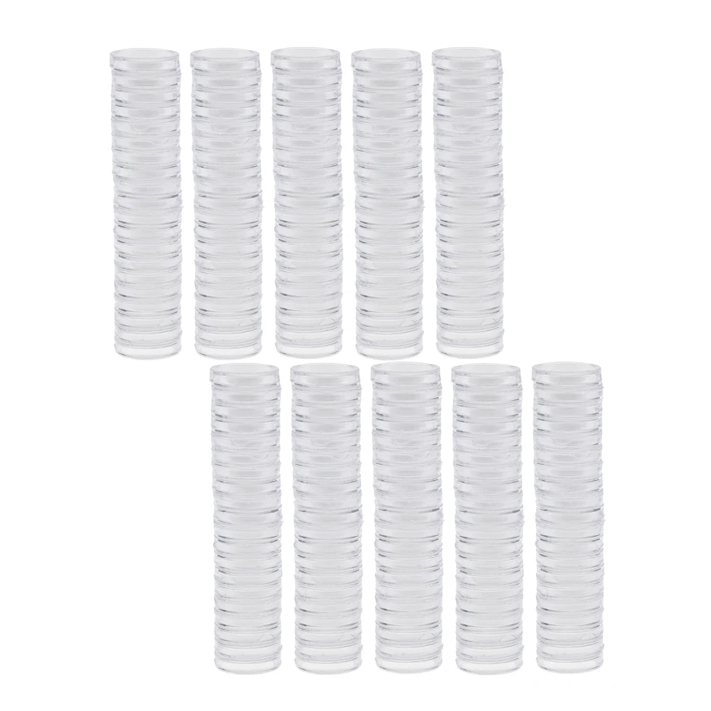 200pcs 19mm Plastic Clear Round Coin Case Capsule Storage Holder Containers
