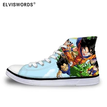 ELVISWORDS Dragon Z Ball мужские кроссовки с вулканизированной подошвой крутой Жемчуг дракона Супер Синий персонаж сын Goku vegeta мужские высокие парусиновые туфли