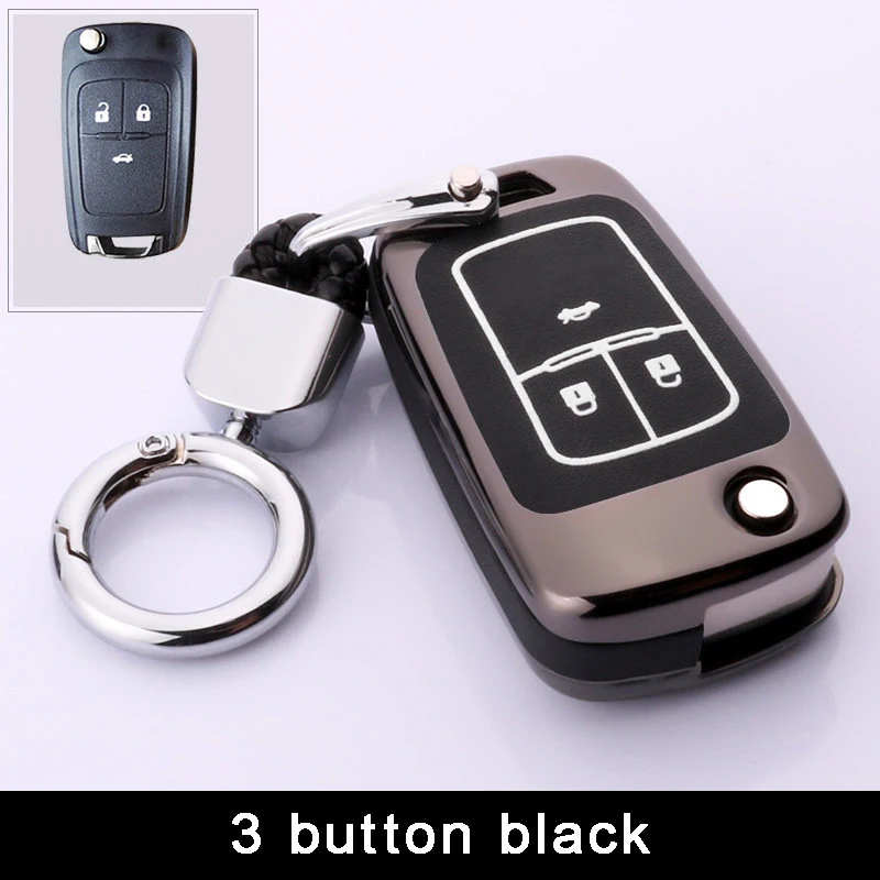3 Button black Цинковый сплав чехол ключа дистанционного управления автомобилем чехол для Chevrolet Cruze TRAX Captiva парус вольт OPEL VAUXHALL Insignia Astra Corsa Antara Meriva - Название цвета: 3 Button black