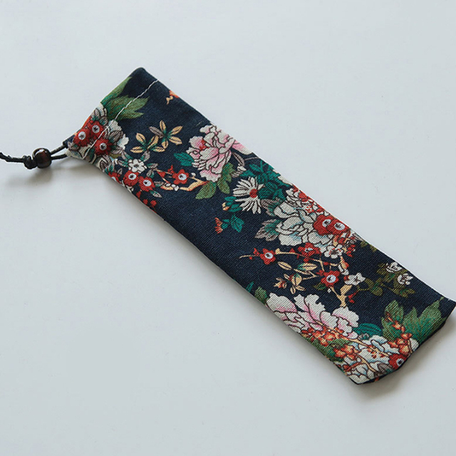 Style Cutlery Bag Reusable Travel Drawstring Pouch for Kitchen Tableware Fork, Spoon, Bamboo Chopsticks, Cleaning Brush