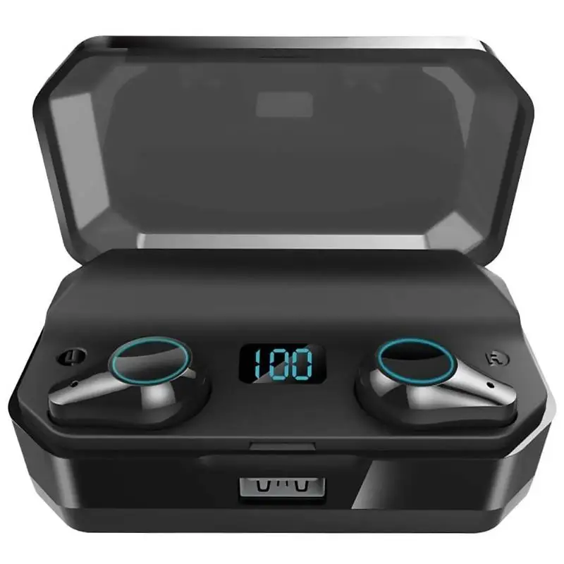 TWS T9 Bluetooth V5.0 наушники Беспроводная гарнитура стерео двойной микрофон спортивные наушники IPX7 водонепроницаемые с 7000 мАч зарядным устройством