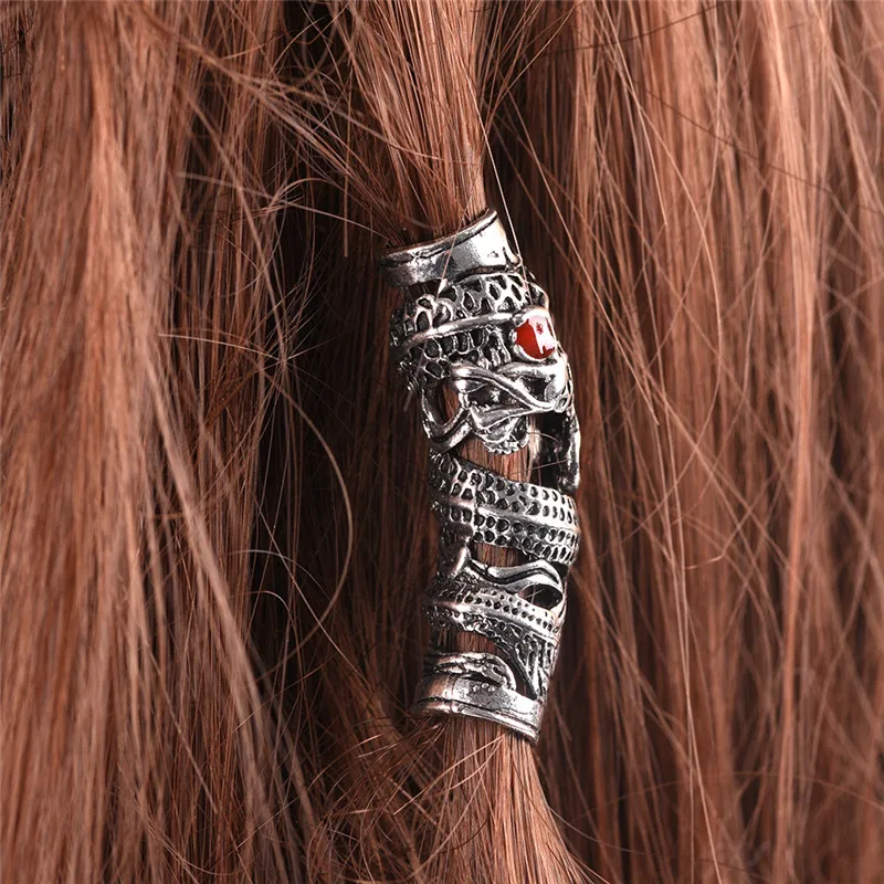 Punk Silver Beads For Braiding Dreadlock Fashion Hair Decor Cuff Clip Beaded Hair Scrunchies Tibet Bead Tube