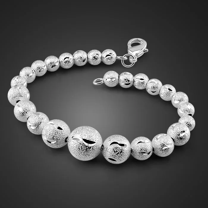 Высокое качество серебро женский Браслет твердого стерлингового серебра 925 закругленным 19 см браслет модные Гламурные женские ювелирные изделия, аксессуары