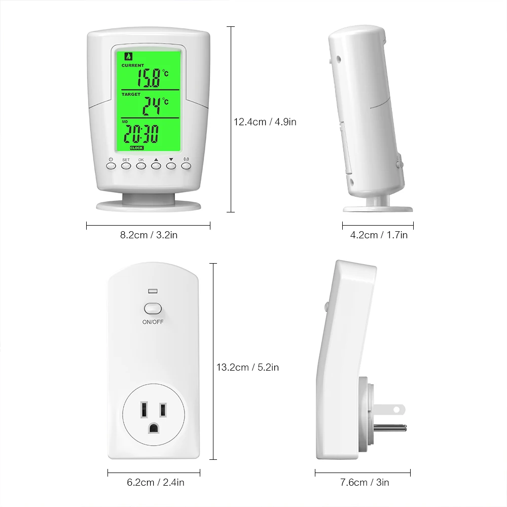 Умный беспроводной термостат дистанционного управления+ штепсельная розетка нагревательная охлаждающая программа контроль температуры с ЖК-подсветкой