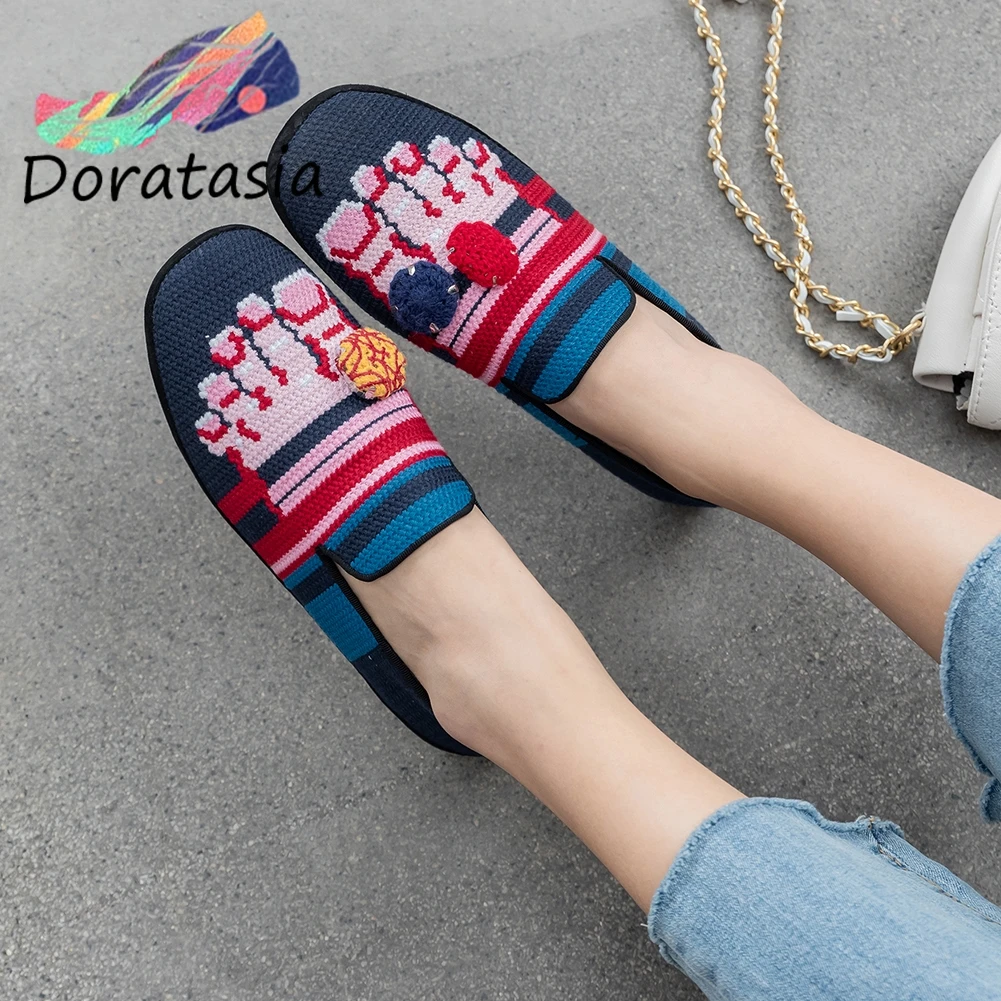 DORATASIA/брендовые новые Лоферы для девочек; модные разноцветные мягкие туфли на плоской подошве; женские слипоны на плоской подошве; Повседневная Удобная женская обувь на полой подошве