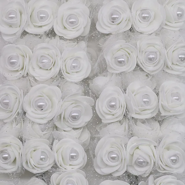 12pcs/lot 3cm Foam Mini Roses Pearl Bead Rose Artificial Flowers DIY Crafts for Wedding Decoration Bouquet Scrapbooking Supplies F03