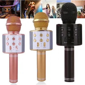 

Bluetooth Karaoke Microphone Wireless Microphone Professiona Speaker Handheld Microfone Player Singing Recorder Mic