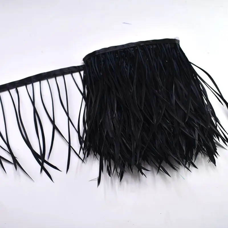 1 м гусиные перья отделка бахрома для рукоделия одежды DIY 15-20 см натуральные перья Рождественская вечеринка свадебное украшение - Цвет: black