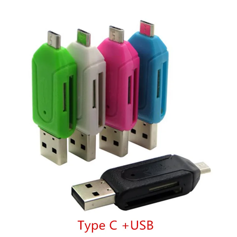 Type C USB NEW Type C& Micro USB& USB 2 in 1 OTG Card Reader High-speed USB2.0 Universal OTG TF/SD for Android Computer Extension Headers - Цвет: Type C USB