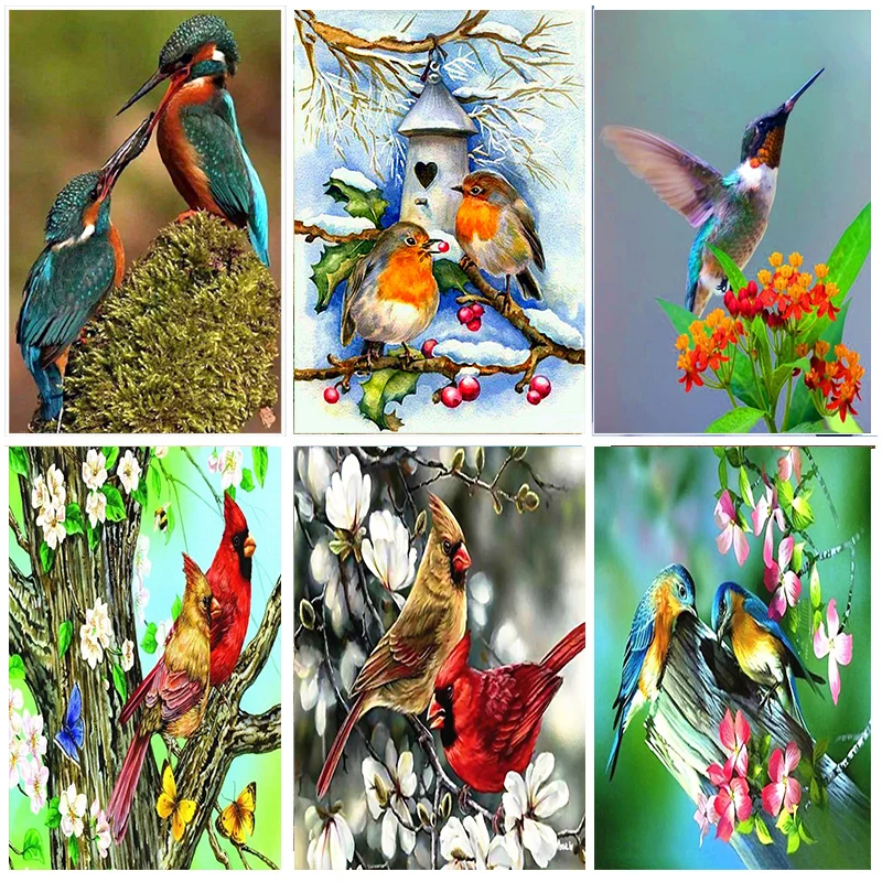 

Full Drill Round 5D DIY Diamond Painting Birds Resin Crystal Embroidery Cross Stitch Animal Diamond Mosaic Art home Decor gifts