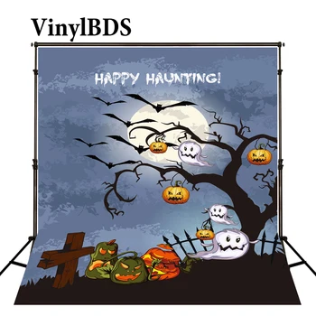 

VinylBDS Festival Photo Background Bat Cross Lantern Pumpkins Festival Backdrop Big Moon Ghost Photo Studio Backdrop