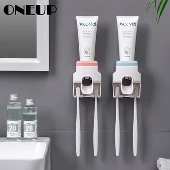 

ONEUP Automatic Toothpaste Squeezer Dispenser Wall Lazy Squeezer With Toothbrush Holder Multifunctional Bathroom Accessories Set