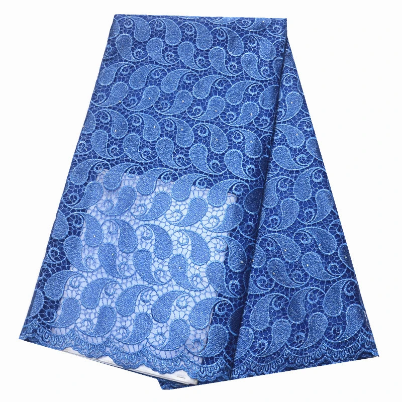 Новейшая синяя французская кружевная ткань с камнями 5 ярдов за штуку африканская кружевная ткань африканская ткань нигерийская кружевная ткань - Цвет: 32