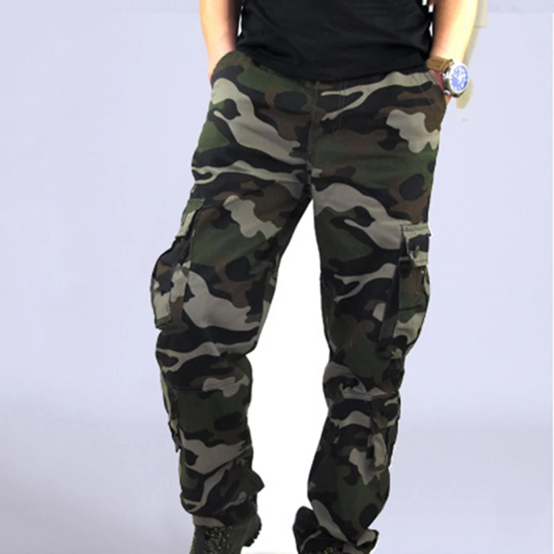 Men Pants Trousers Camouflage Combat Cargo Forces Work Army Military Pockets Water Repellent Ripstop Men's Spring Autumn