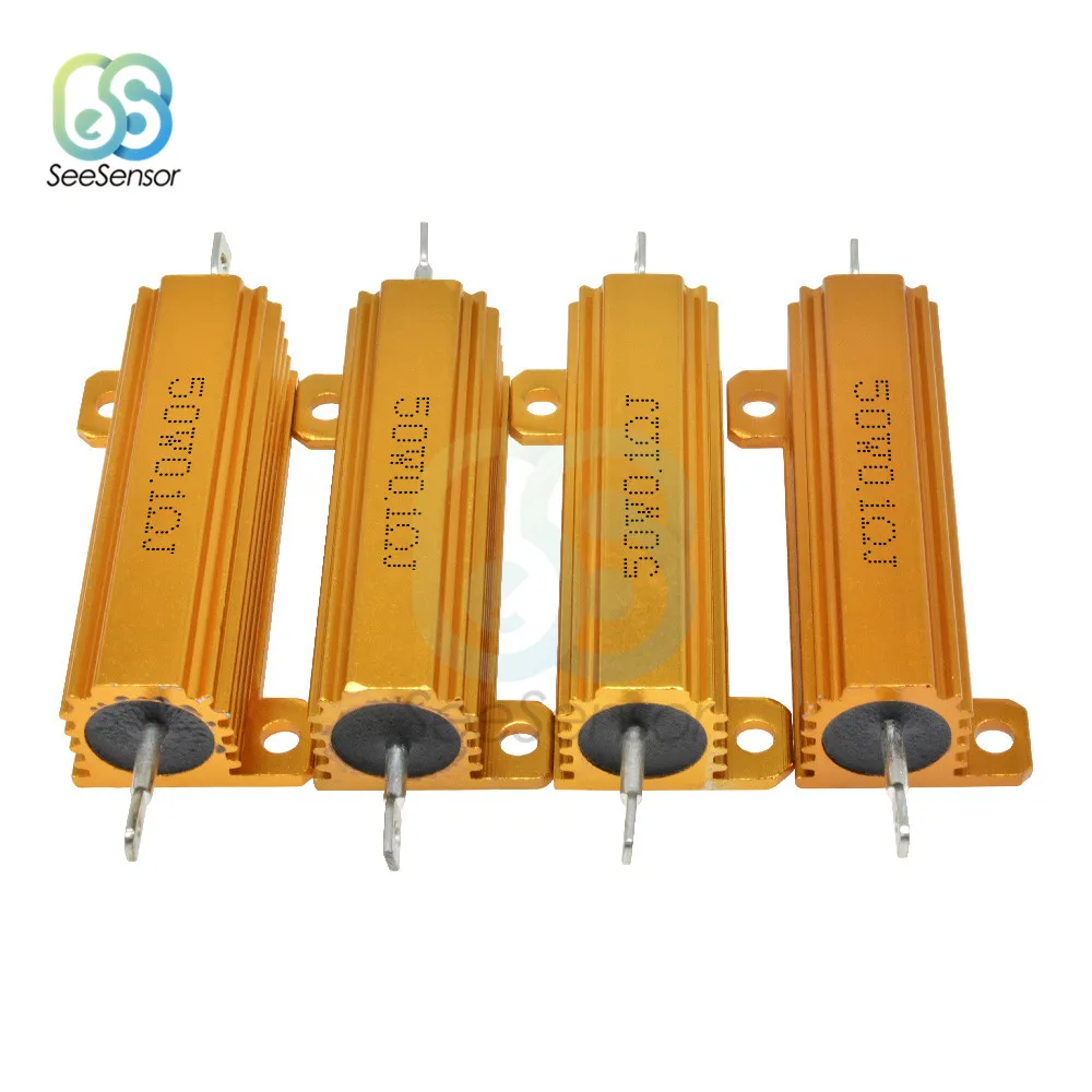 RX24 100W 0.01R-200K Resistenza a filo avvolto con custodia in metallo di potenza in alluminio 0.03R 0.08R 0.2R 0.5R 1R 1.8R 2R 3.3R 4.7R 1.8K 2K ohm