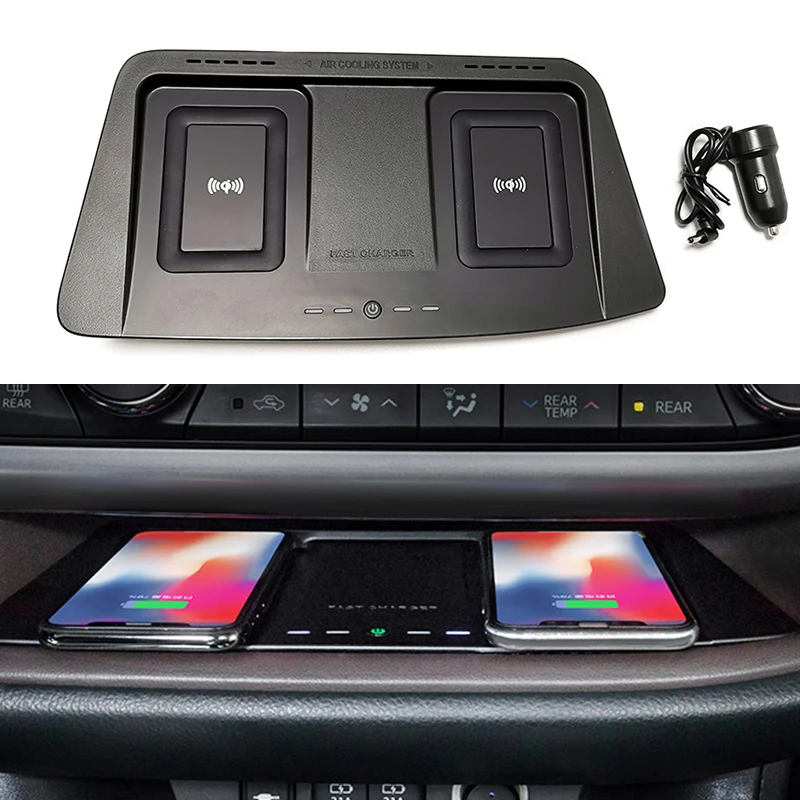 10W car QI wireless charger for Toyota Highlander 2015 2016 2017 2018 2019 wireless phone charger charging plate accessories