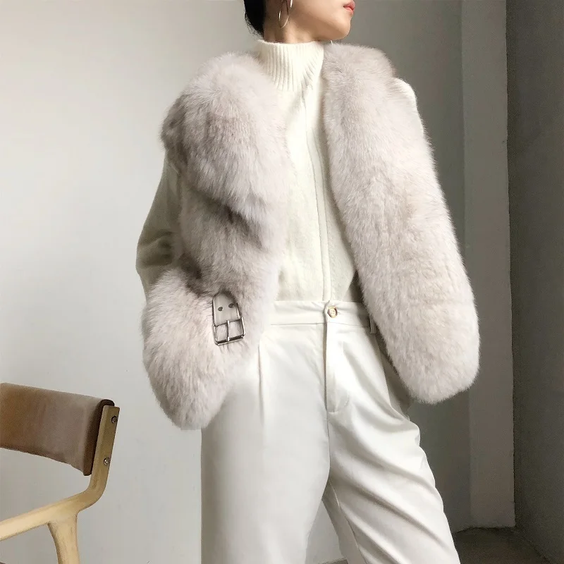 

rf2012 New Arrival Short Full Pelt Natural Fur Waistcoat with Genuine Leather Belt Real Fox Fur Vest Woman