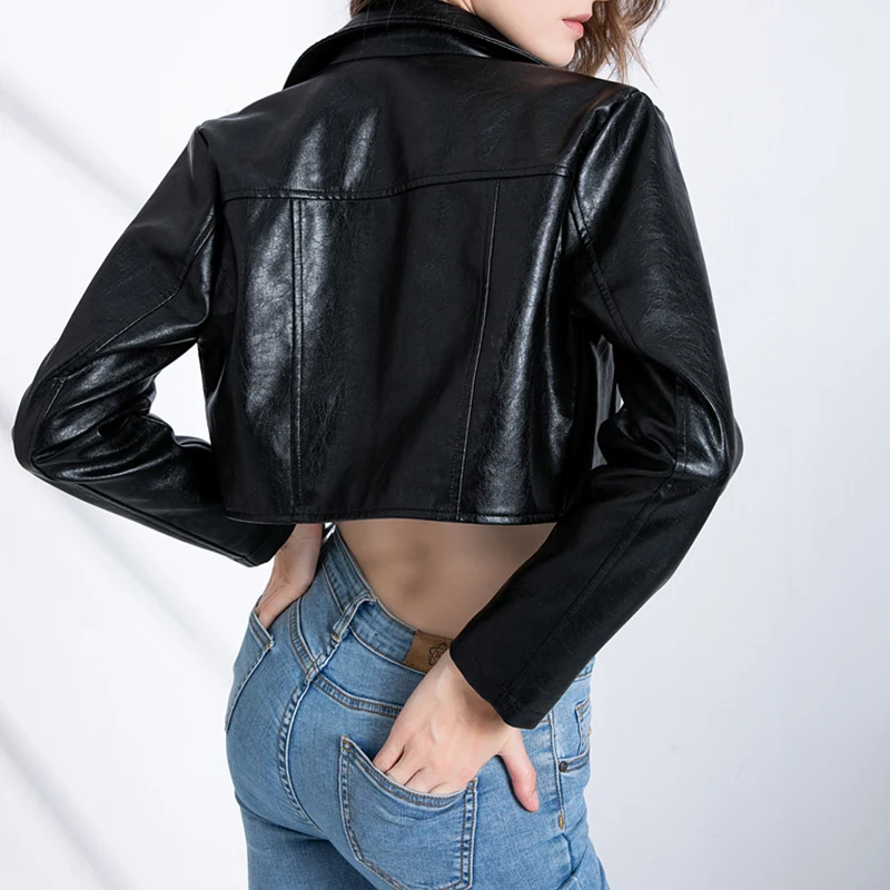 【raucohouse】fake leather jacket tech y2k