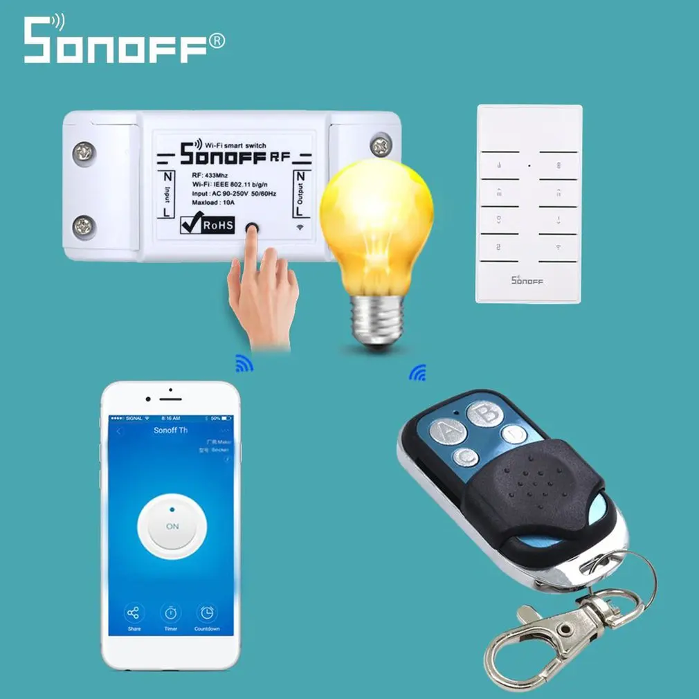 Sonoff 433 МГц пульт дистанционного управления Wifi 4 кнопки беспроводной переключатель управления Wifi 433 МГц беспроводной умный брелок