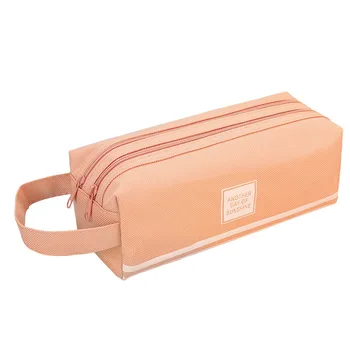 

Large capacity double-layer canvas pencil case simple stationery bag student stationery pencil case large pencil pouch