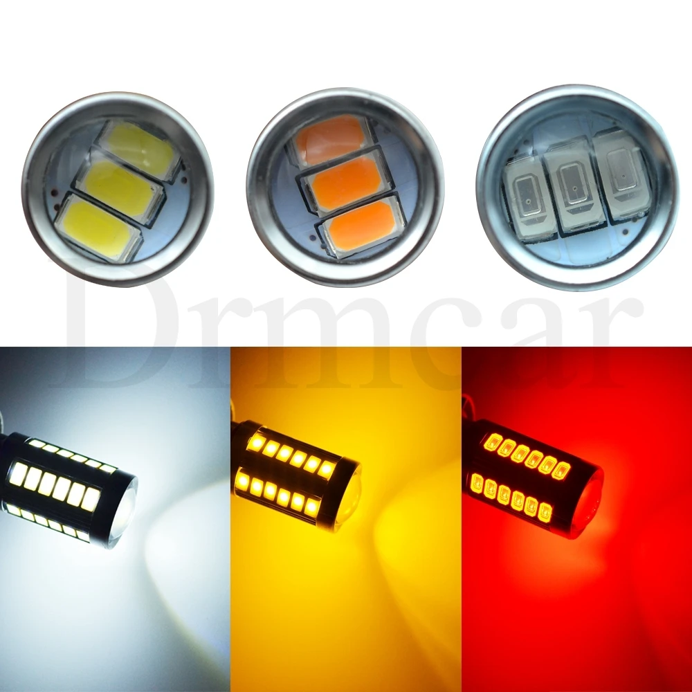 White Red Yelow 1156 BA15S 1157 BAY15D 7443 3157 P21 33SMD 5730 Car Brake Light Tail Lamps Turn Signal Auto Rear Reverse Bulbs (11)