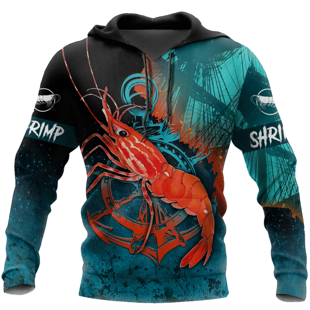 

Shrimp on The Helm 3D Printed Fashion Mens Hoodie Autumn Harajuku Casual Streetwear Unisex Hip-hop Zip Jacket