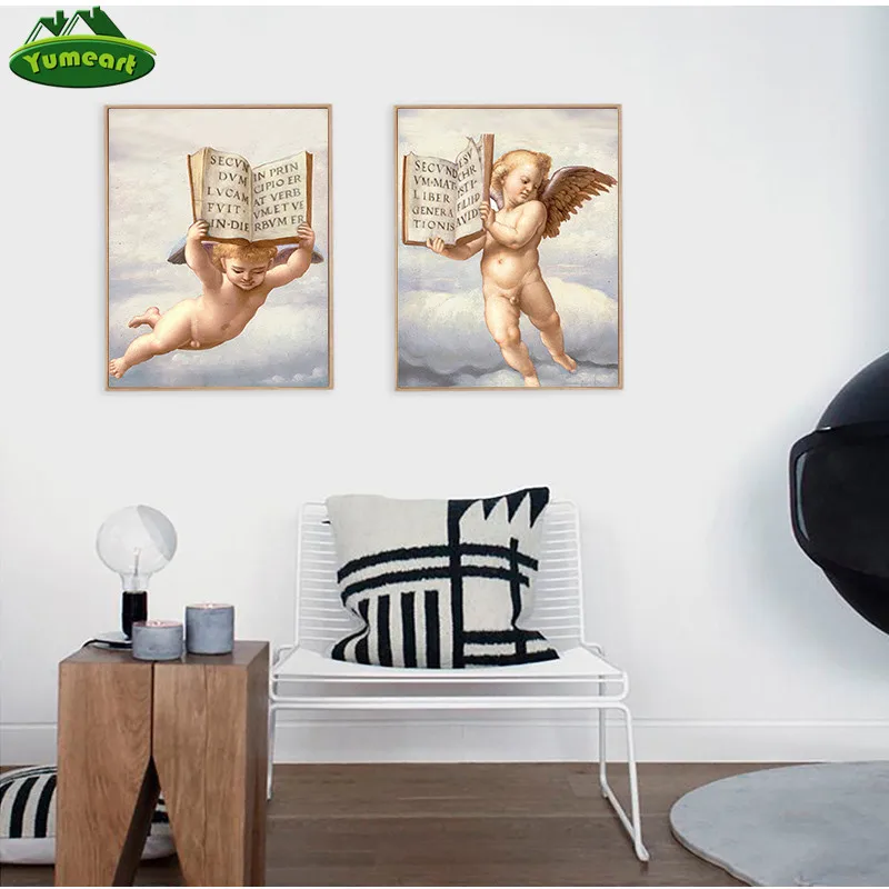 Yumeart ангел мальчик христианская Библия книги принты на холсте настенное