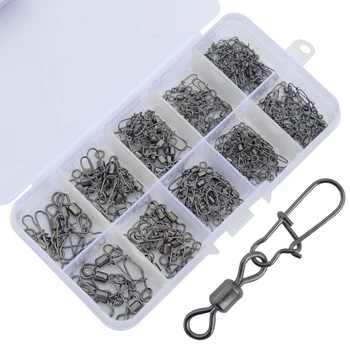 

Rolling Fishing Swivel with Snap 150pcs/set Rolling Fishing Swivels with Safety Interlock Insurance Nice Snaps Connector