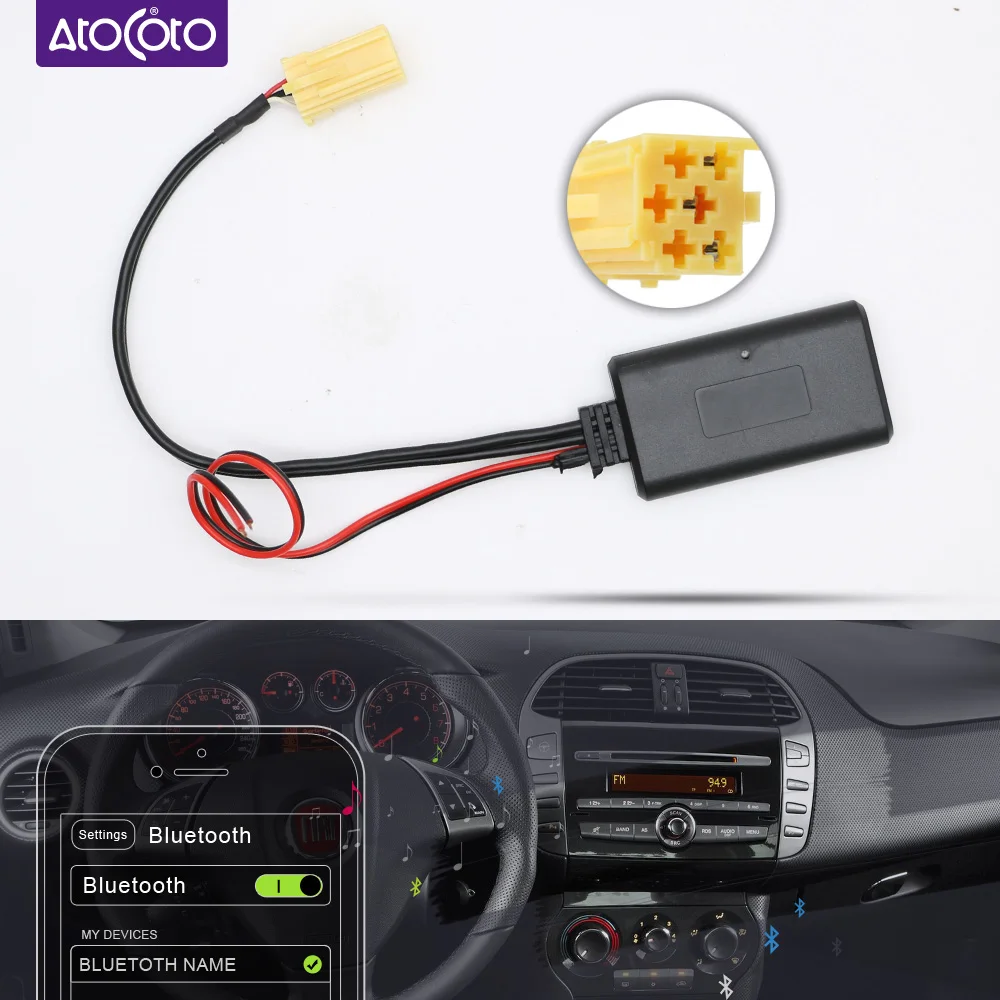 Автомобильный Bluetooth 5,0 кабель AUX адаптер для Smart Fortwo 451 для Blaupunkt радио CD желтый 6 контактов мини ISO разъем