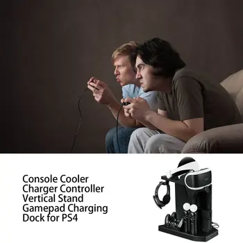 

KJH Charger Controller Vertical Stand Gamepad Charging Dock Console Cooler for PS Move for PS4 Slim Ocday,for PS4 EU Plug Piece