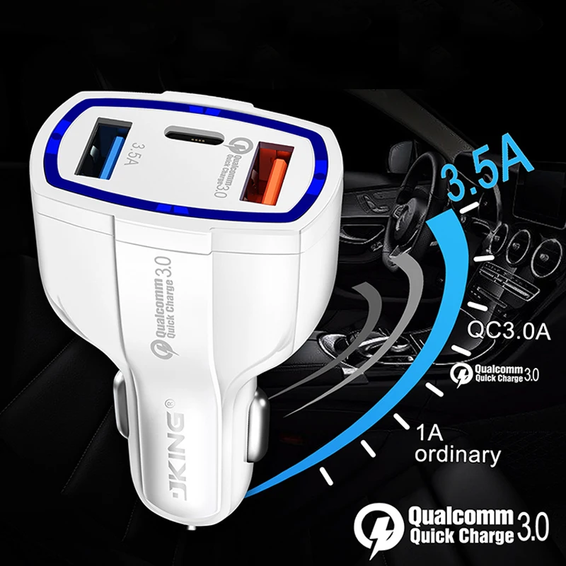 QC 3,0 2 USB Автомобильное зарядное устройство с тип-c для iPhone X Xs 8 samsung Xiaomi зарядный адаптер мобильный телефон Автомобильное устройство быстрой зарядки