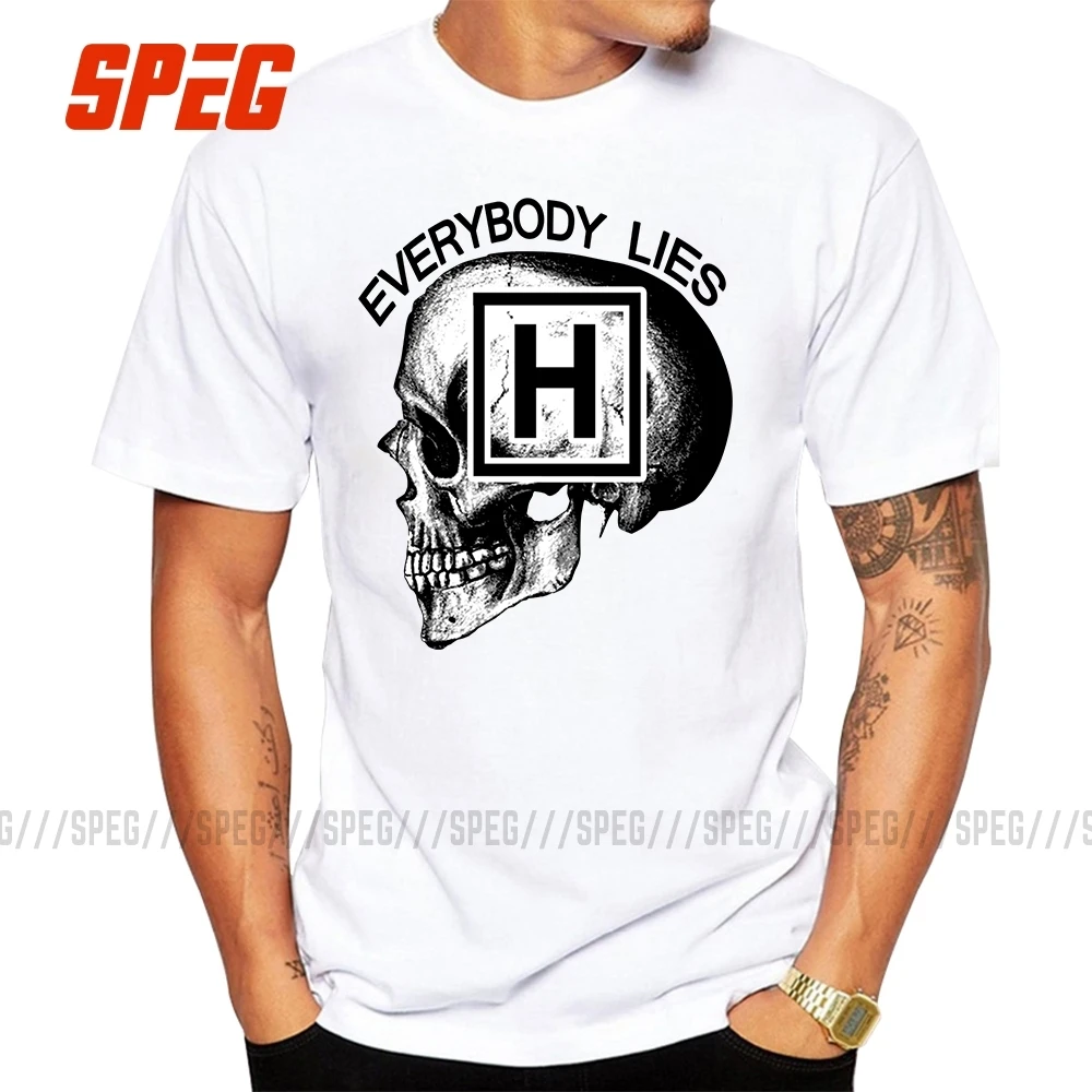 Футболки Dr House Everybody Lies Skull футболка для мужчин 100% хлопок одежда с коротким рукавом