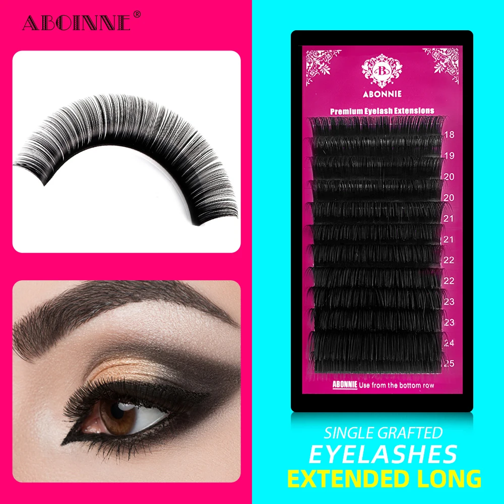 

ABONNIE Eyelash Extension 0.05-0.20 C/D curl 18-25mm Matte Black individual lashes mink 25mm for Professional beauty makeup