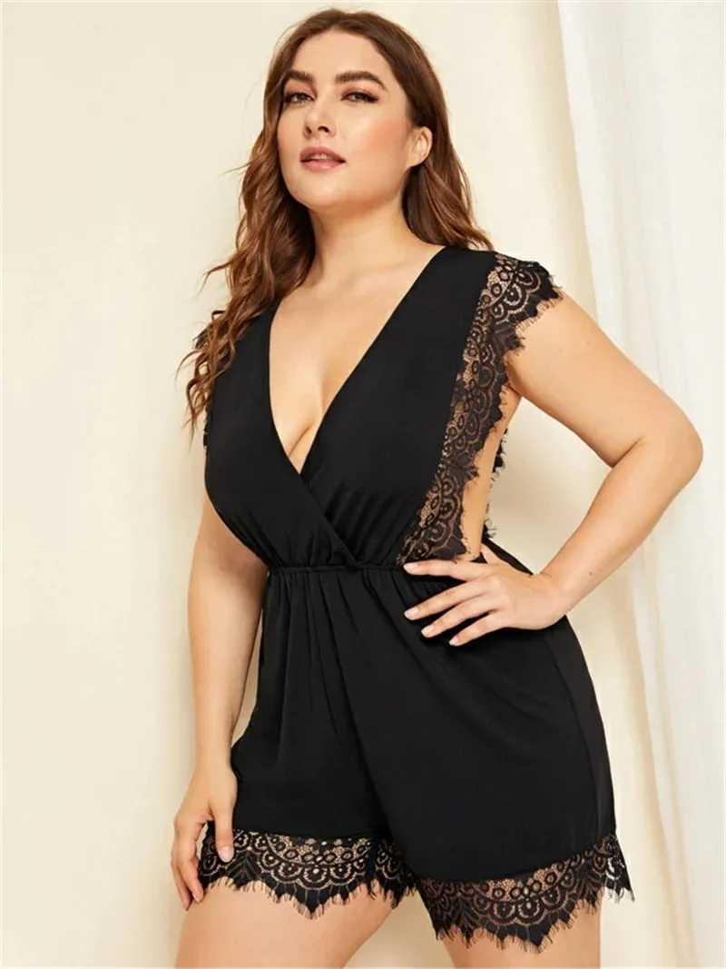 Женский Летний комбинезон с вышивкой и V образным вырезом|Комбинезоны c шортами| |