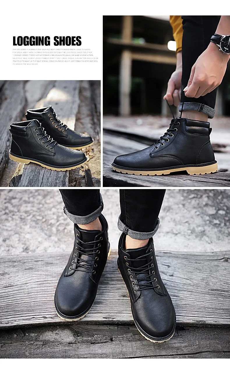 New Arrival Fashion Suede Leather Men Snow Boots Autumn Winter Warm Plush Men boots Ankle Boots casual Martin boots Flat shoes