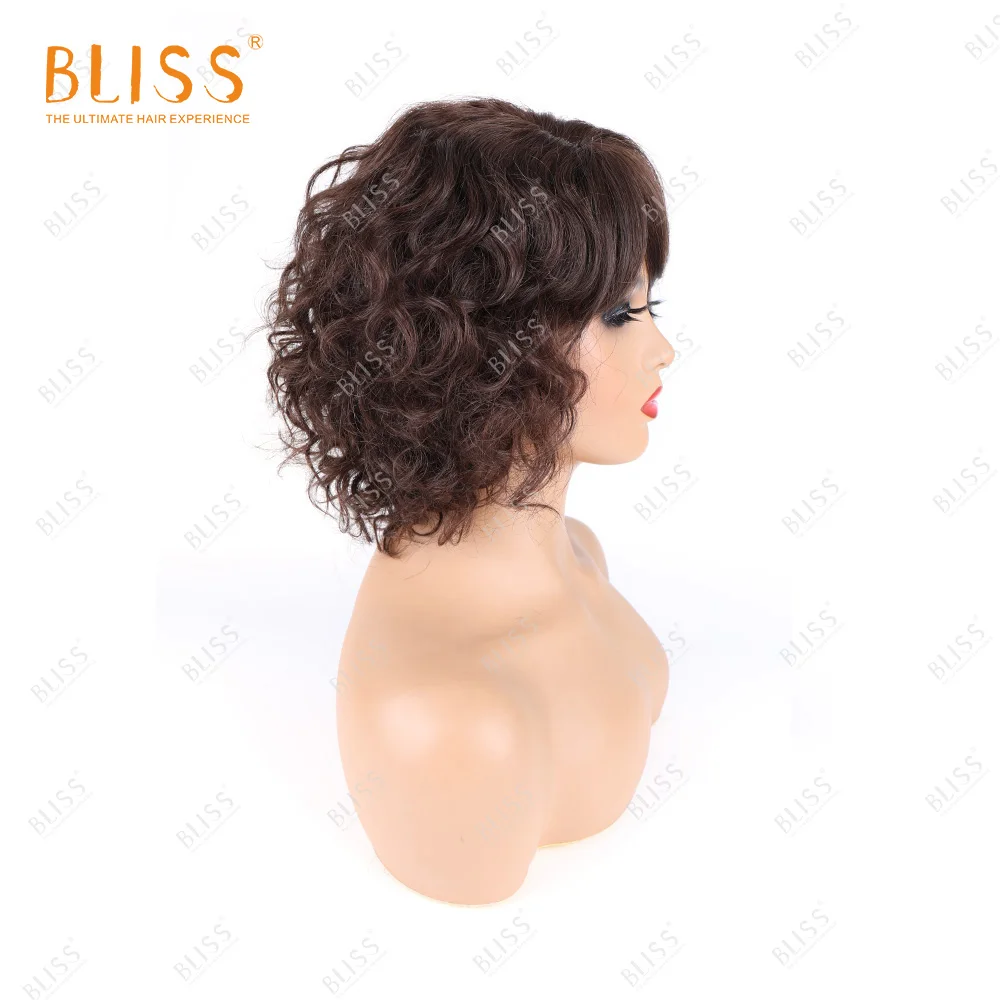 BLISS короткие волнистые человеческие волосы парики из бразильских волос с