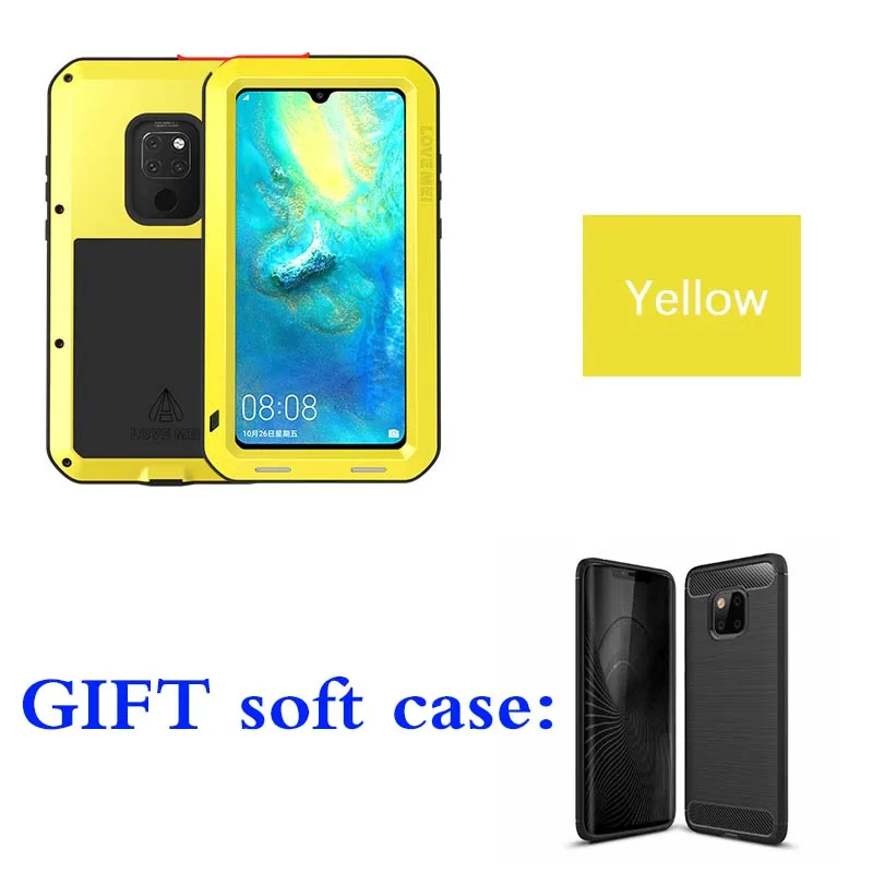 Original LOVE MEI Aluminum Metal Case for mate 20 pro / mate 20 Cover Armor Shockproof Life Waterproof Case mate 20 Capa Fundas - Цвет: yellow case
