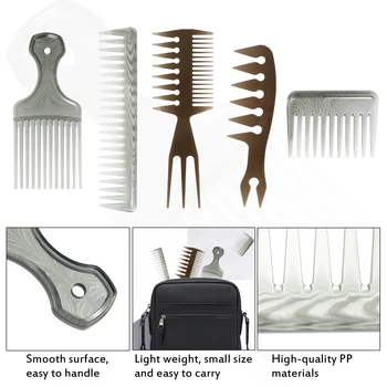 

5Pcs/Set Hair Brush Wide Teeth Comb Hairbrush Fork Comb Large Tooth Men Oil Afro Hairdressing Brush Salon Hair Styling Tools