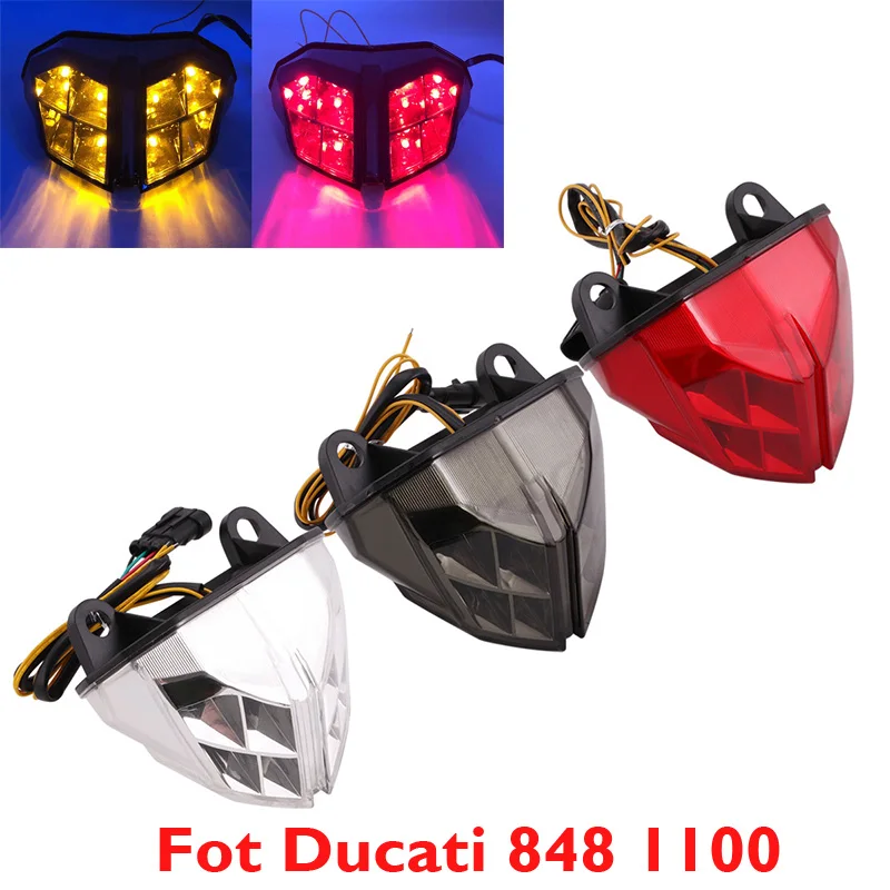 

Motorcycle LED Tail Light Moto Rear Stop Brake Lamp Taillight Brake Stop Turn Signal Indicator for Ducati Streetfighter 848 1100