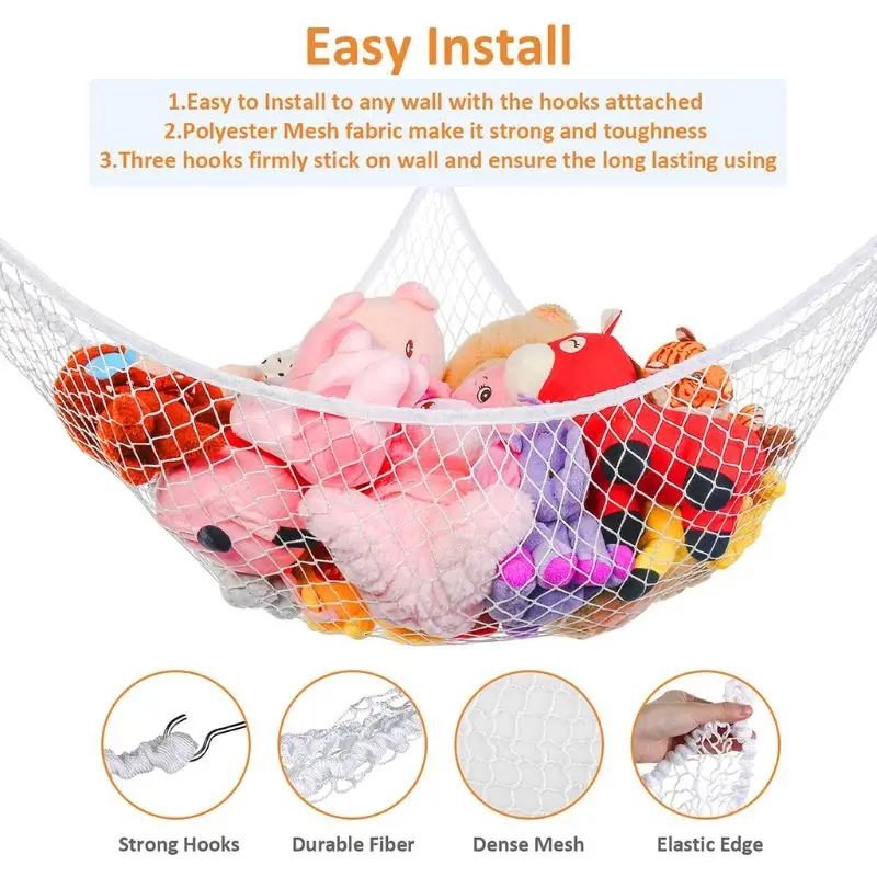 Mesh Net Toy Hammock Corner Stuffed Animals Toys Kids Baby Hanging Storage Organizer 2 Sizes 2