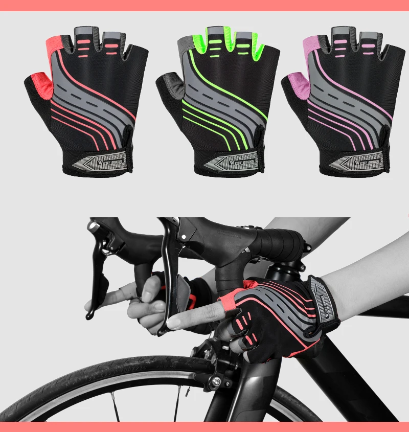 UPANBIKE Guantes de ciclismo para hombre y mujer, con almohadilla de gel  absorbente de golpes, transpirable, medio dedo, bicicleta de montaña