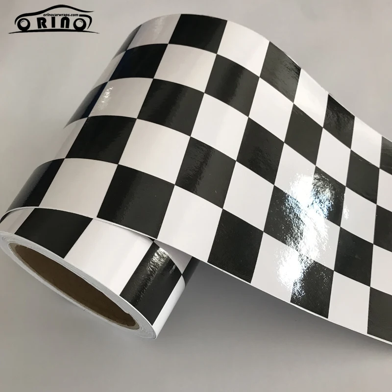 Black White Checkered Racing Flag Sticker Wrap-5